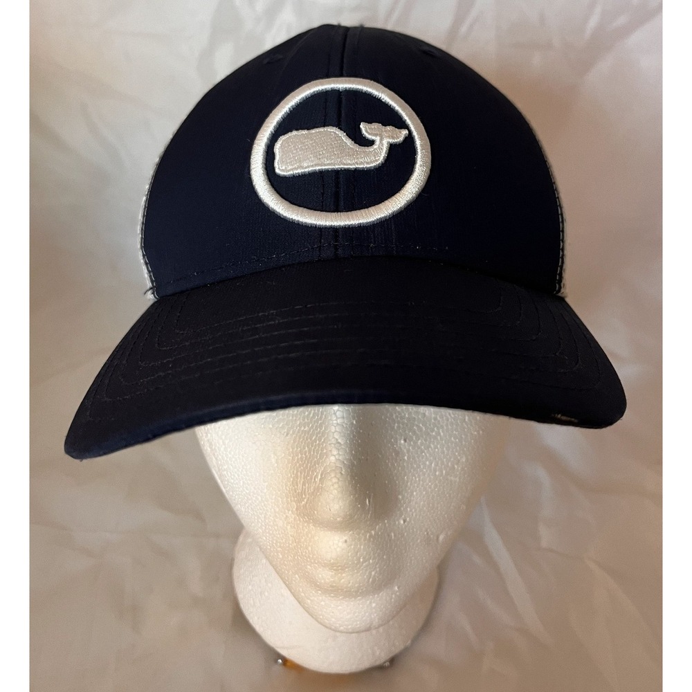 Vineyard Vines Navy Blue White Mesh Trucker Hat Whale Logo Snapback Cap